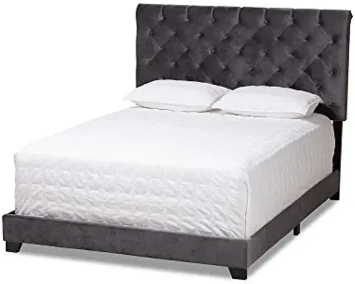 Baxton Studio Beds (Need box spring), King, Dark Grey
