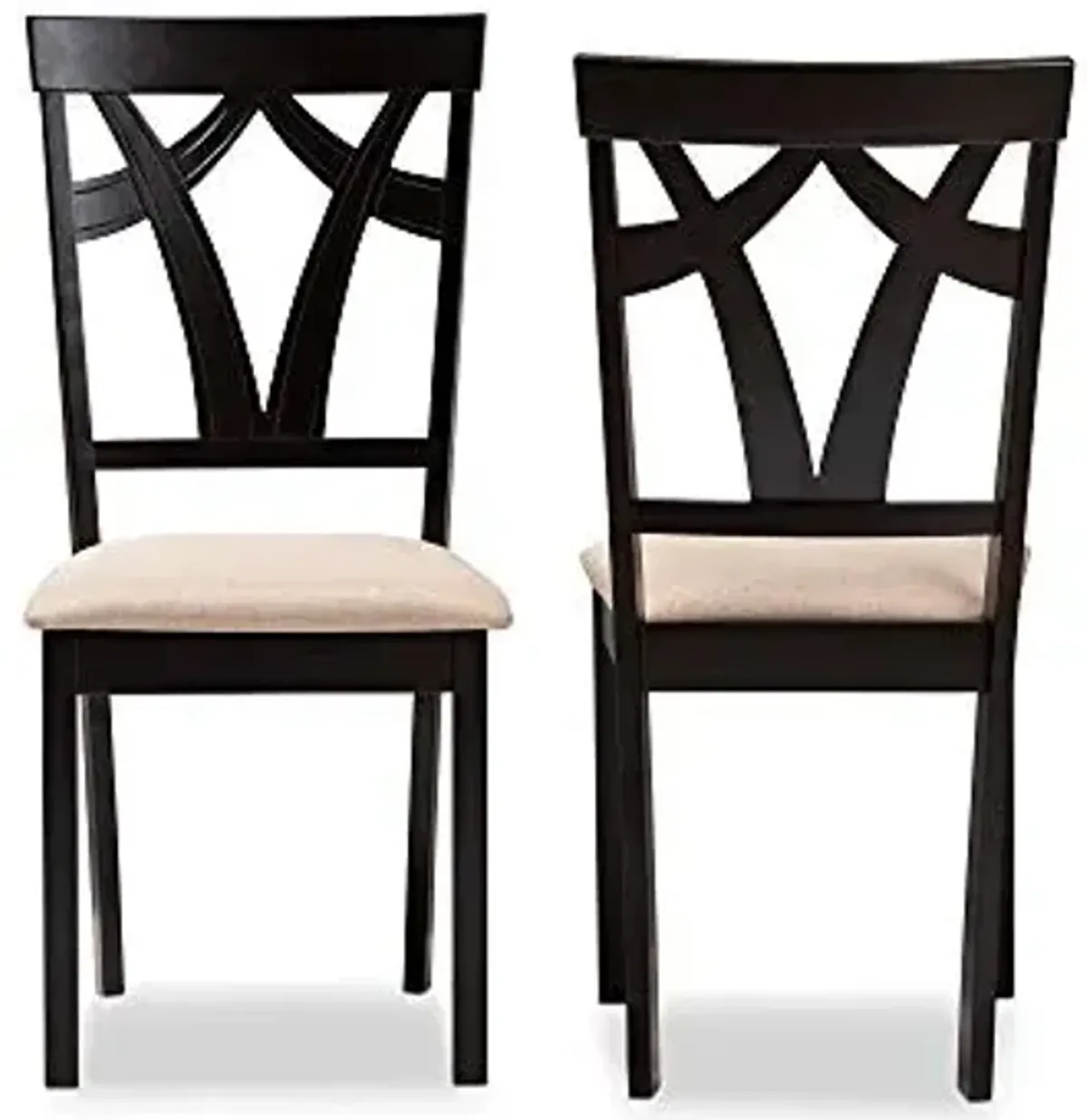 Baxton Studio Sylvia Dining Side Chair in Sand and Brown (Set of 2)