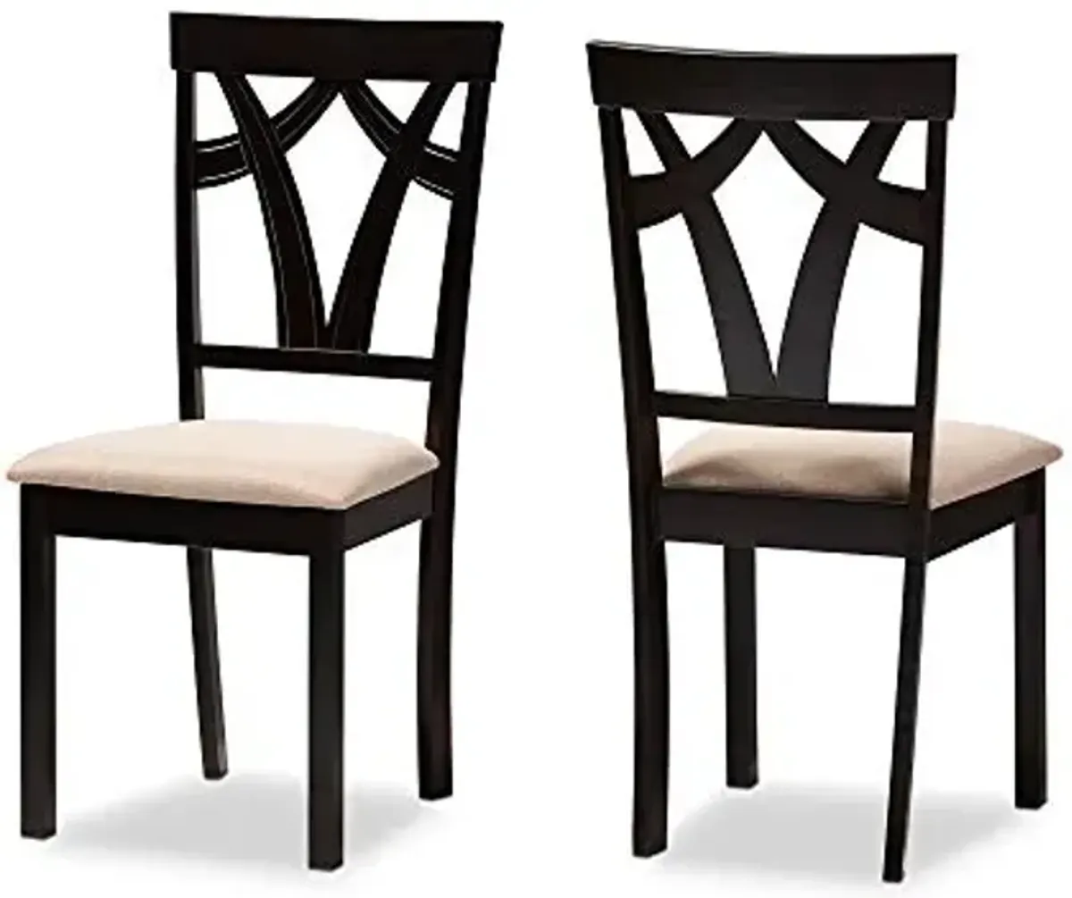 Baxton Studio Sylvia Dining Side Chair in Sand and Brown (Set of 2)