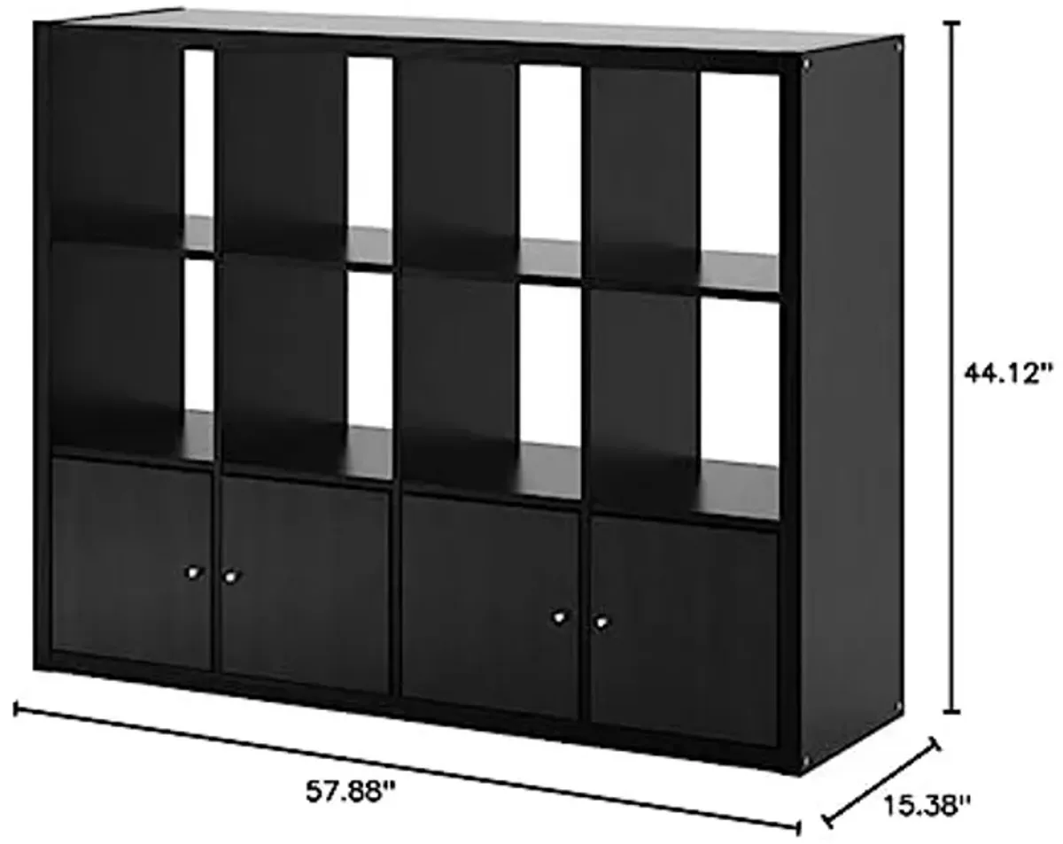 Ikea Kallax Shelf Unit with 4 Inserts Black Brown 192.782.53 Size 57 7/8x44 1/8 "