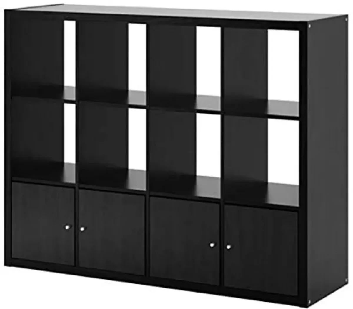 Ikea Kallax Shelf Unit with 4 Inserts Black Brown 192.782.53 Size 57 7/8x44 1/8 "