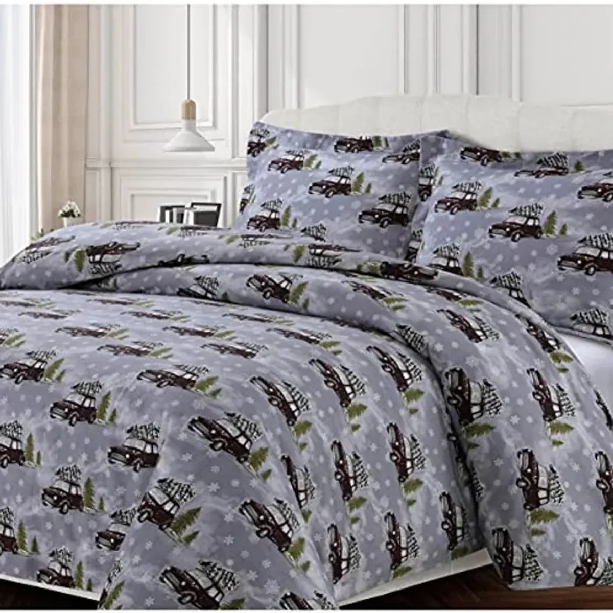 Tribeca Living WOU170DUVETKIGR Duvet Set, King, Winter Outing Grey