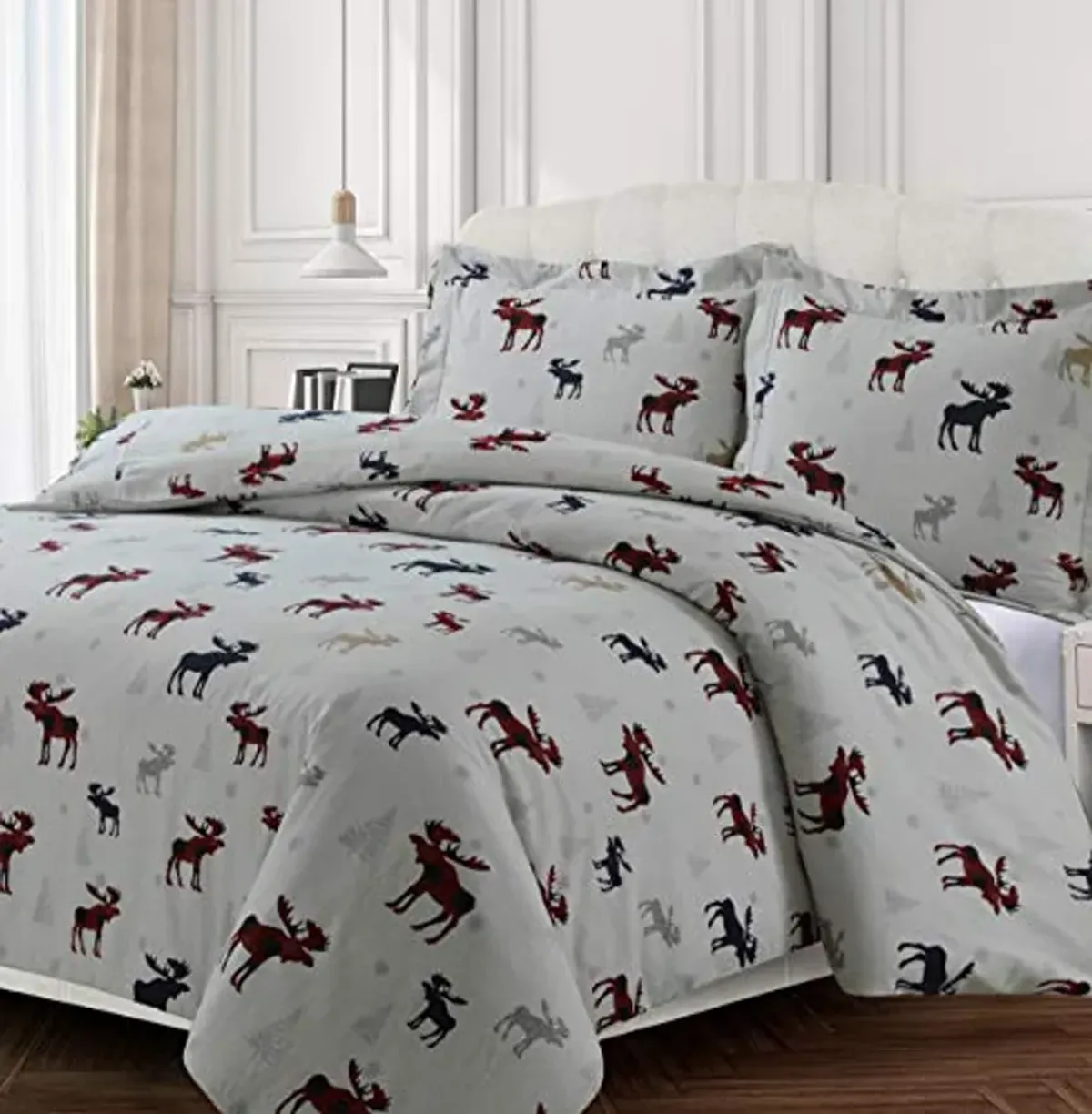 Tribeca Living PLRE170DUVETKI Duvet Set, King, Plaid Moose