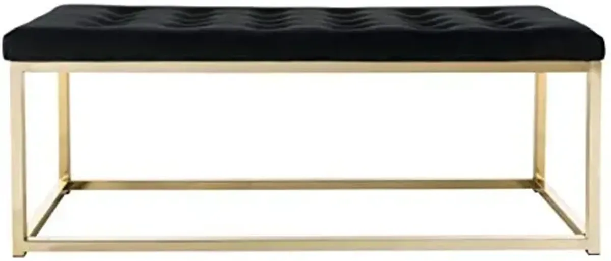 Safavieh Home Reynolds 48-inch Black Velvet and Brass Bench