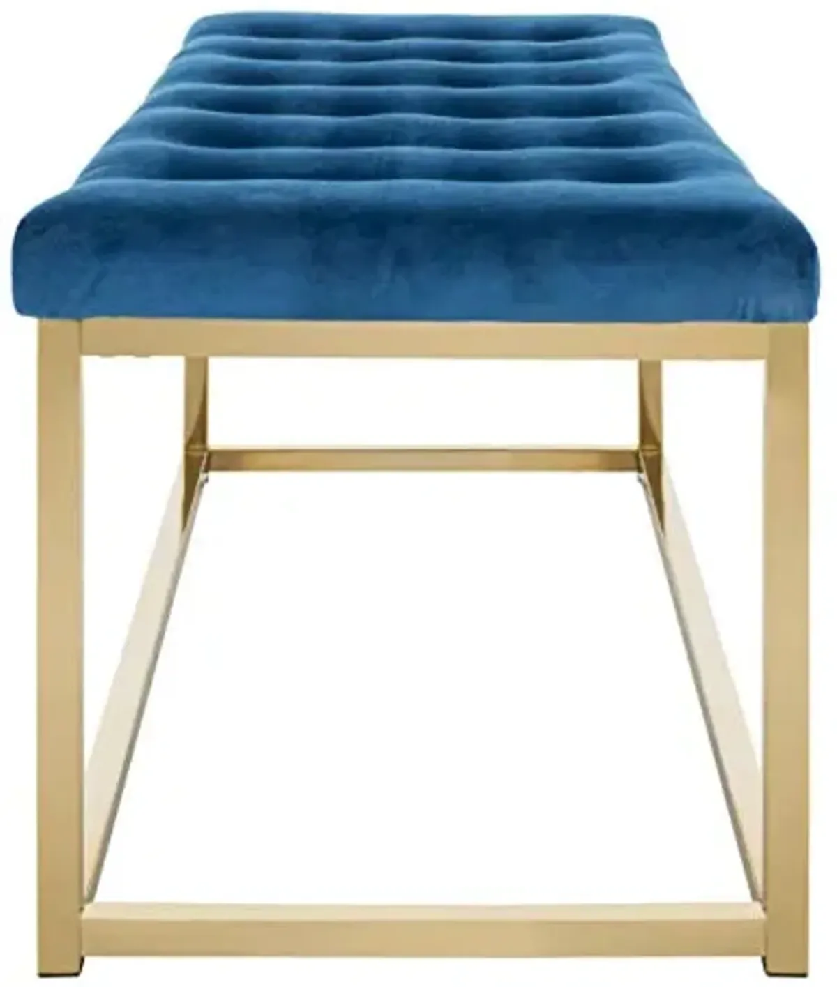 SAFAVIEH Home Collection – Reynolds Navy Tufted Upholstered Accent Bench, Modern Parsons-Style Open Frame Bench with Brass Legs for Bedroom, Entryway or Living Room (FOX6225G)