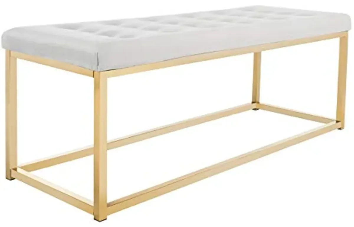 Safavieh Home Reynolds 48-inch Grey Velvet and Brass Bench