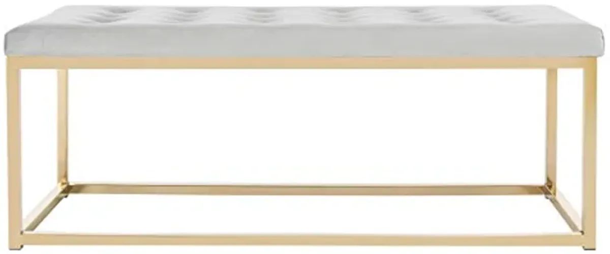 Safavieh Home Reynolds 48-inch Grey Velvet and Brass Bench