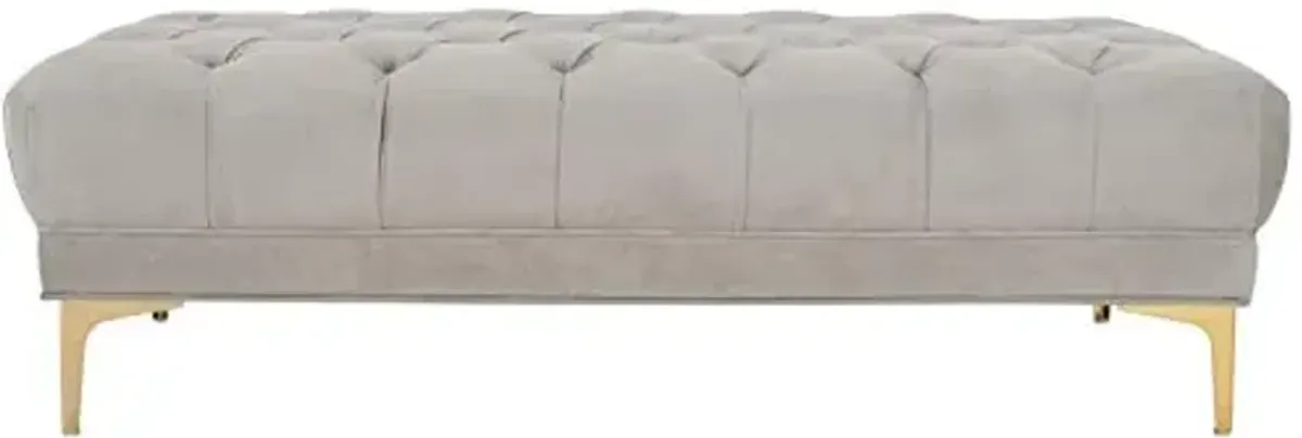 Safavieh Home Zarya 54-inch Glam Grey Velvet and Brass Tufted Rectangular Bench