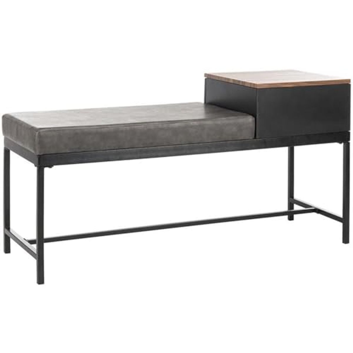 Safavieh Home Maruka 31-inch Brown and Grey Faux Leather Bench with Storage