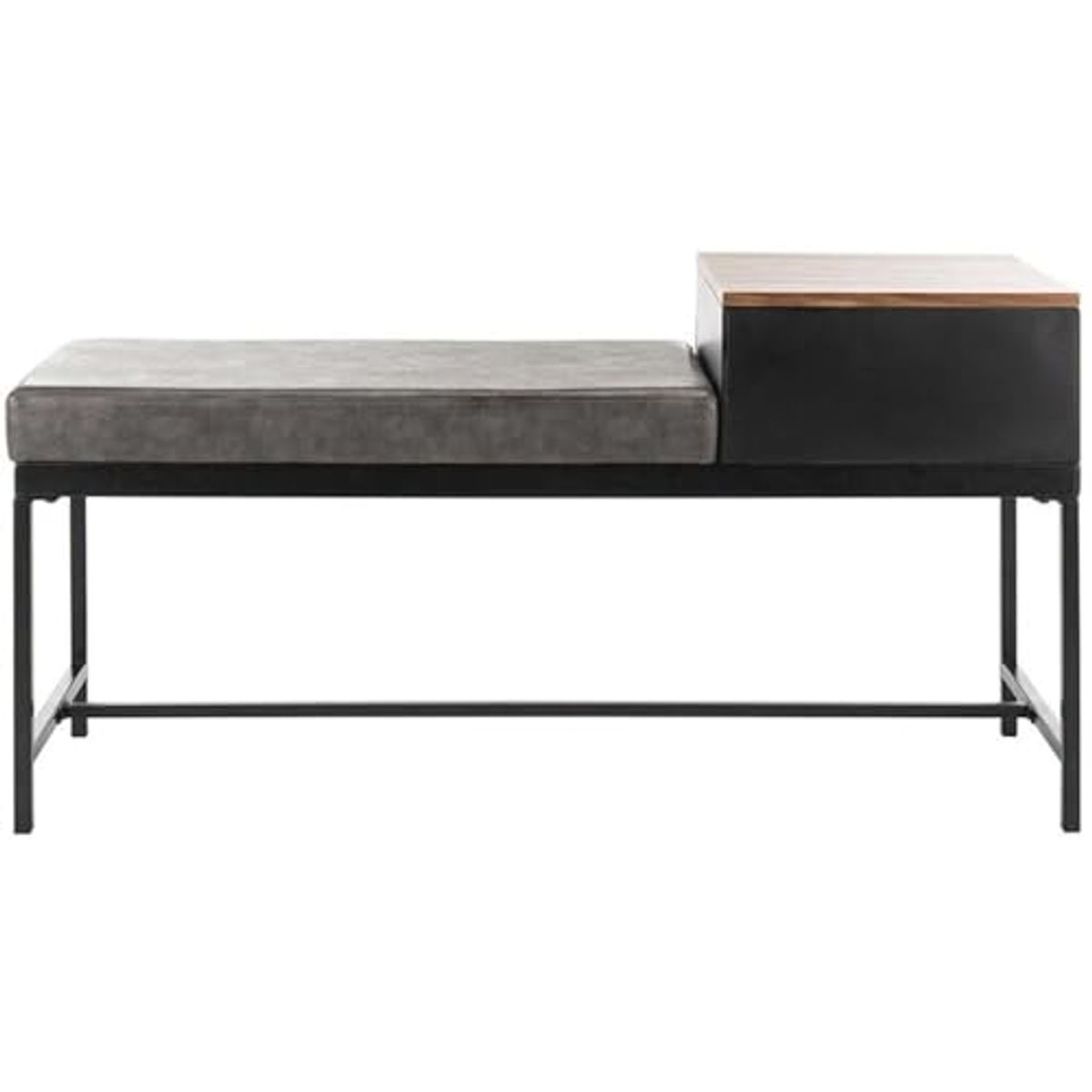 Safavieh Home Maruka 31-inch Brown and Grey Faux Leather Bench with Storage