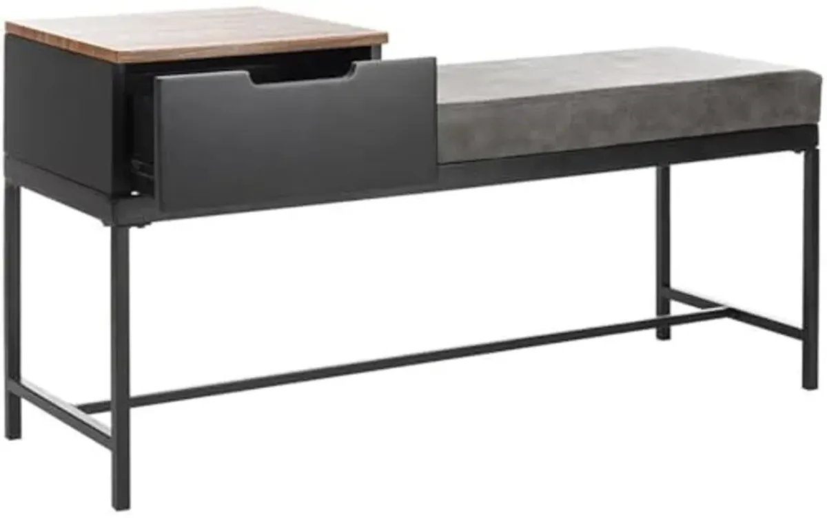 Safavieh Home Maruka 31-inch Brown and Grey Faux Leather Bench with Storage