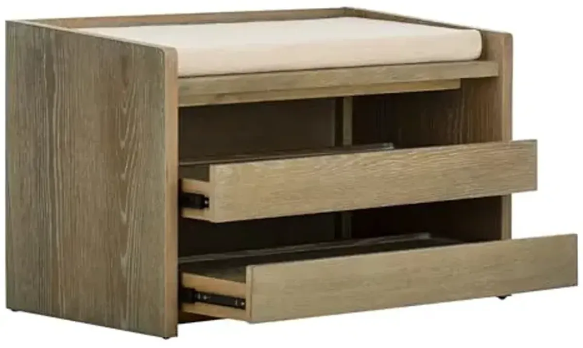 Safavieh Home Percy 31-inch Rustic Oak and Beige Storage Bench
