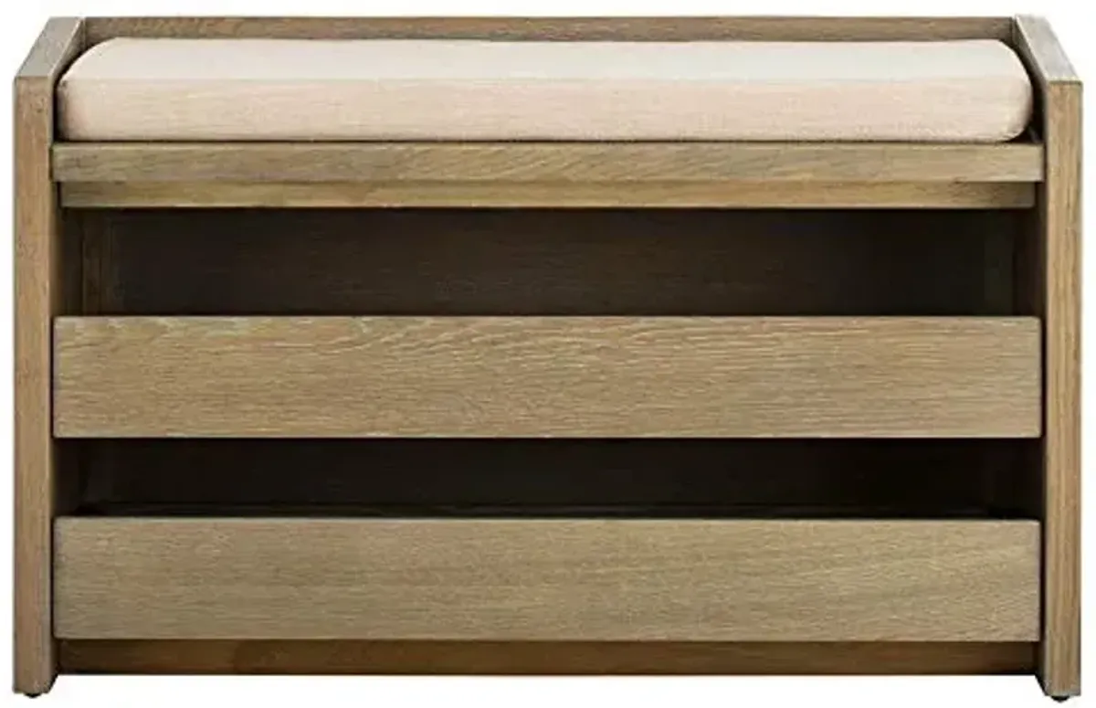 Safavieh Home Percy 31-inch Rustic Oak and Beige Storage Bench