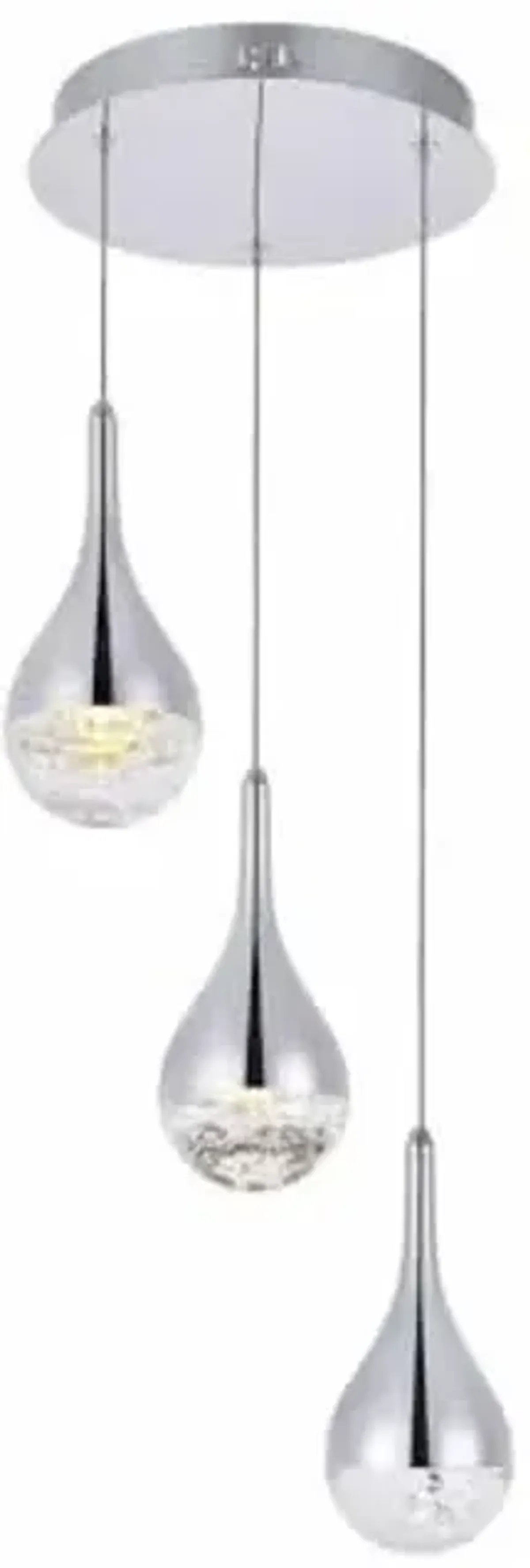 Elegant Lighting Luxurious Amherst Collection LED 3 - Light Chandelier 12in x 9in for Living Room, Bedroom & Hallway, Chrome Finish