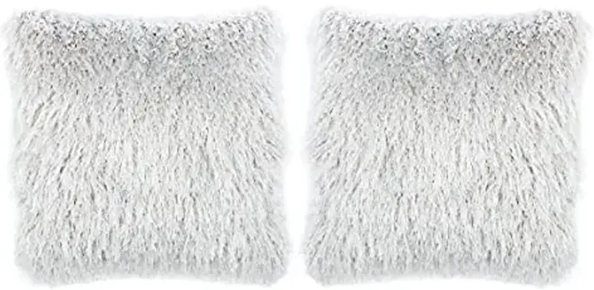 SAFAVIEH Shag Modish Throw Pillow, 29"x109", Metallic Silver