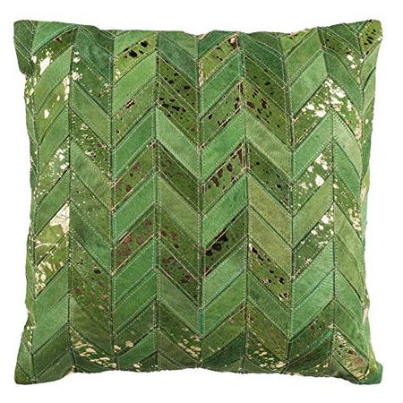 Safavieh Ezla Metallic Cowhide Throw Pillow, 22"x22", Green