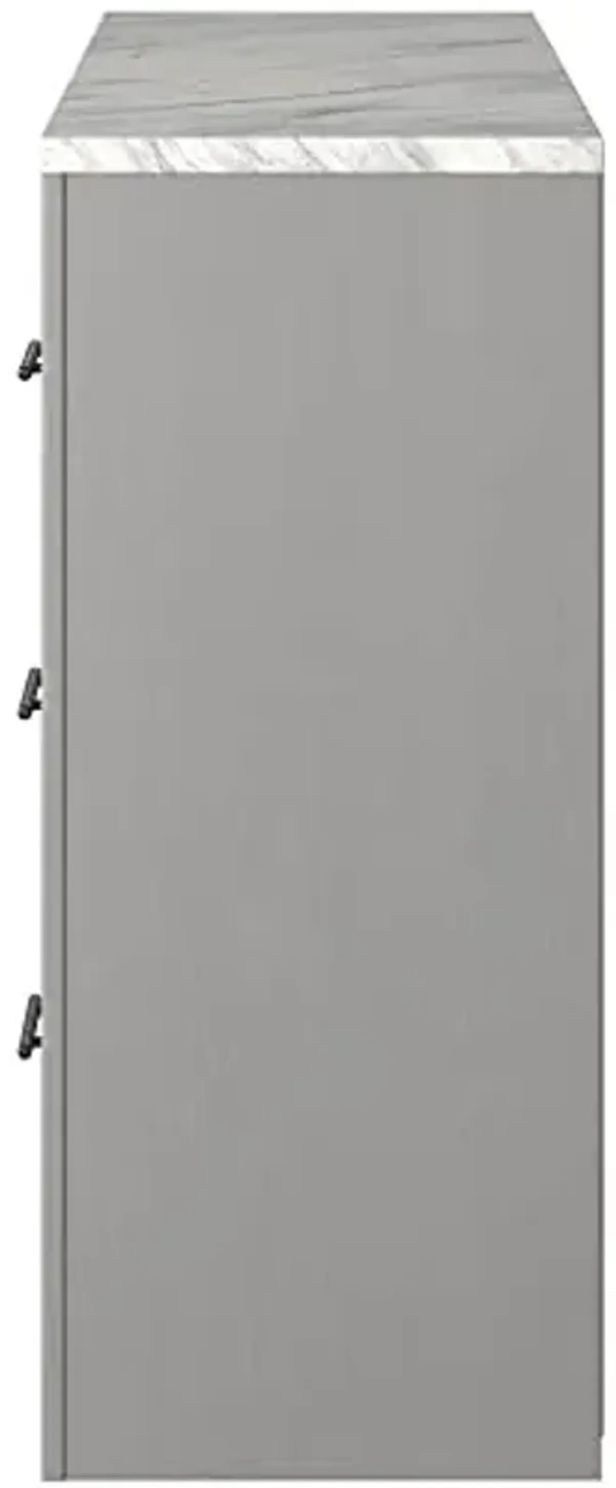 Signature Design by Ashley Cottonburg Modern Six Drawer Dresser with Faux Marble Top, Light Gray