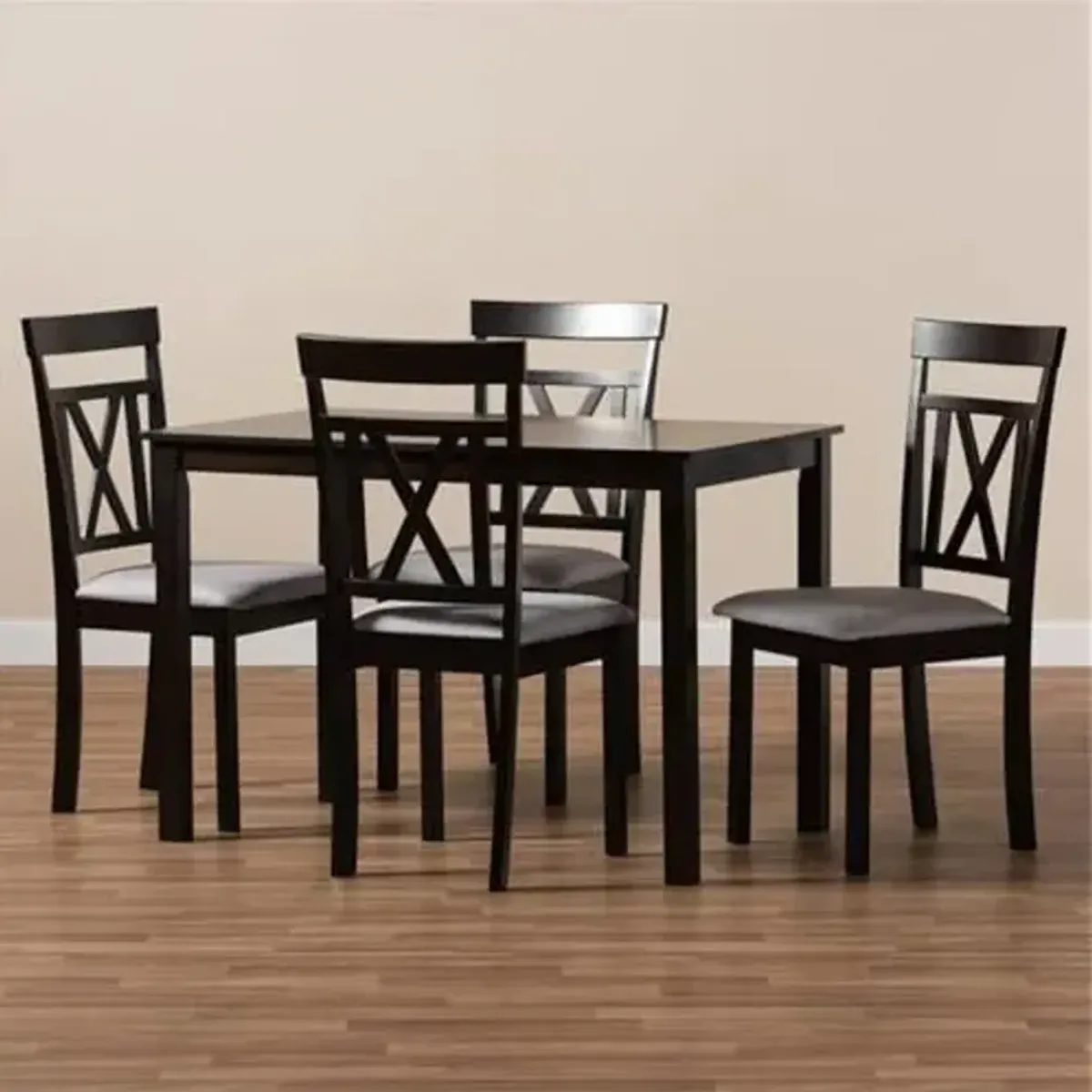Baxton Studio Rosie Modern and Contemporary Fabric Upholstered 5-Piece Dining Set