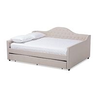 Baxton Studio Eliza Tufted Queen Daybed with Trundle in Light Beige