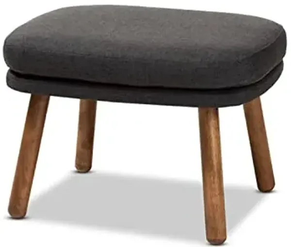 Baxton Studio Lovise Ottoman in Dark Grey and Walnut Brown
