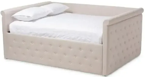 Baxton Studio Amaya Tufted Queen Daybed in Light Beige