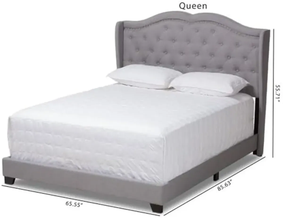 Baxton Studio Aden Modern and Contemporary Grey Fabric Upholstered Queen Size Bed