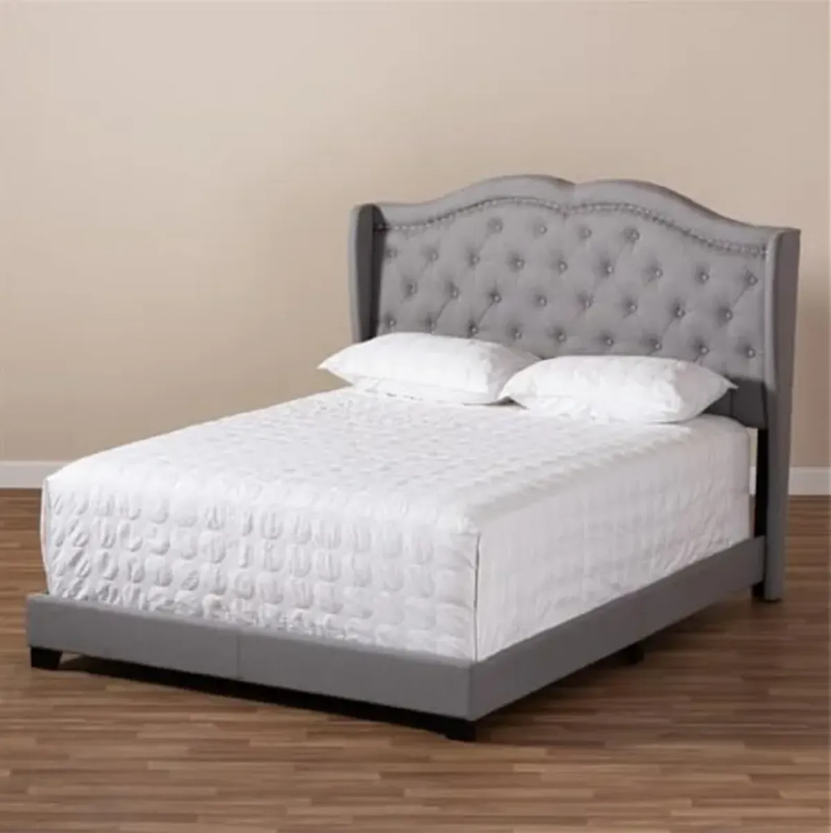 Baxton Studio Aden Modern and Contemporary Grey Fabric Upholstered Queen Size Bed