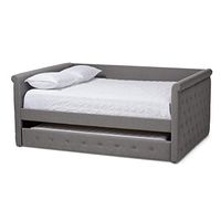 Baxton Studio Alena Tufted Full Daybed with Trundle in Grey
