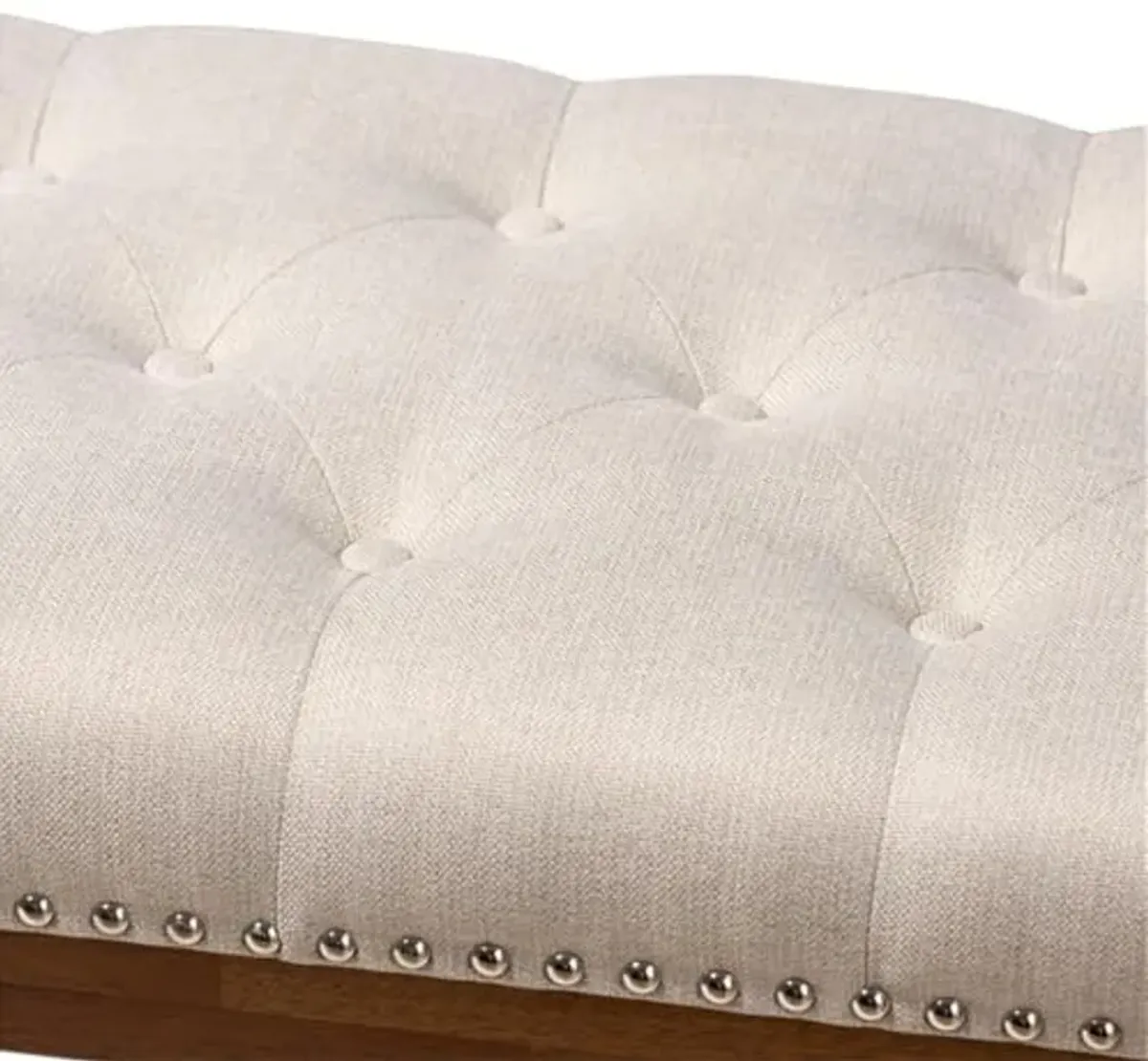 Baxton Studio Ainsley Modern and Contemporary Light Beige Fabric Upholstered Walnut Finished Solid Rubberwood Bench