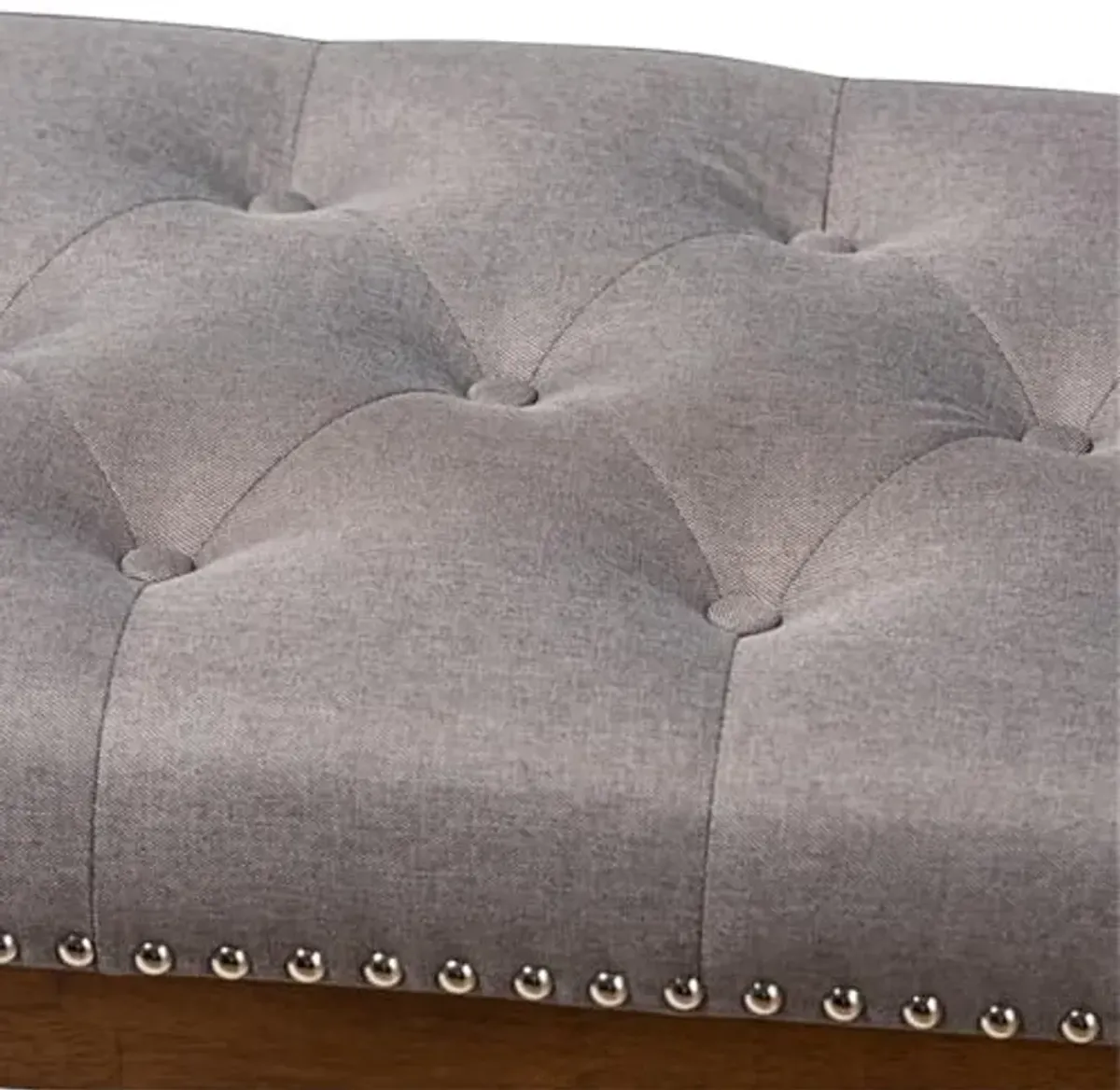 Baxton Studio Ainsley Modern and Contemporary Grey Fabric Upholstered Walnut Finished Solid Rubberwood Bench