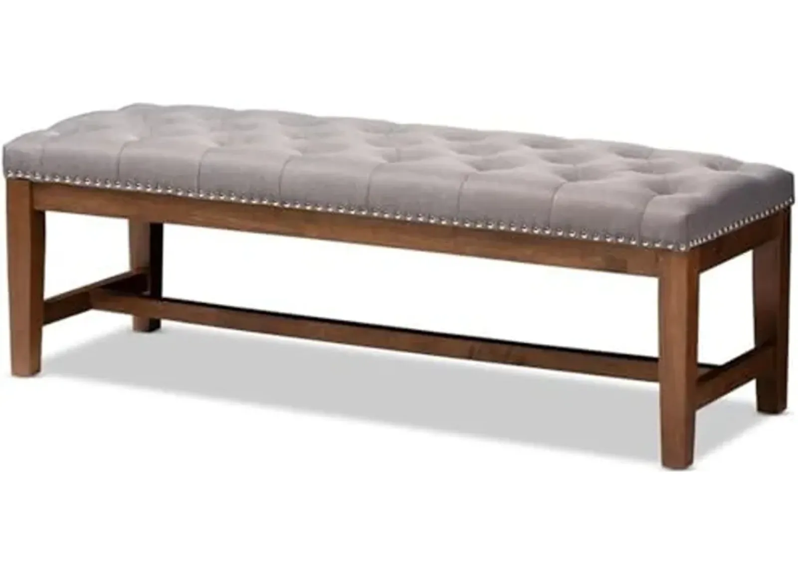 Baxton Studio Ainsley Modern and Contemporary Grey Fabric Upholstered Walnut Finished Solid Rubberwood Bench