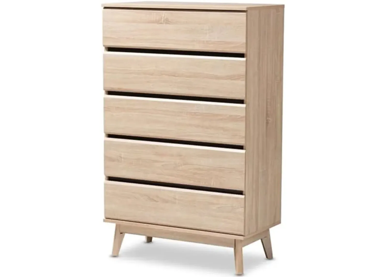 Baxton Studio Miren Mid-Century Modern Light Oak and Dark Grey 5-Drawer Chest