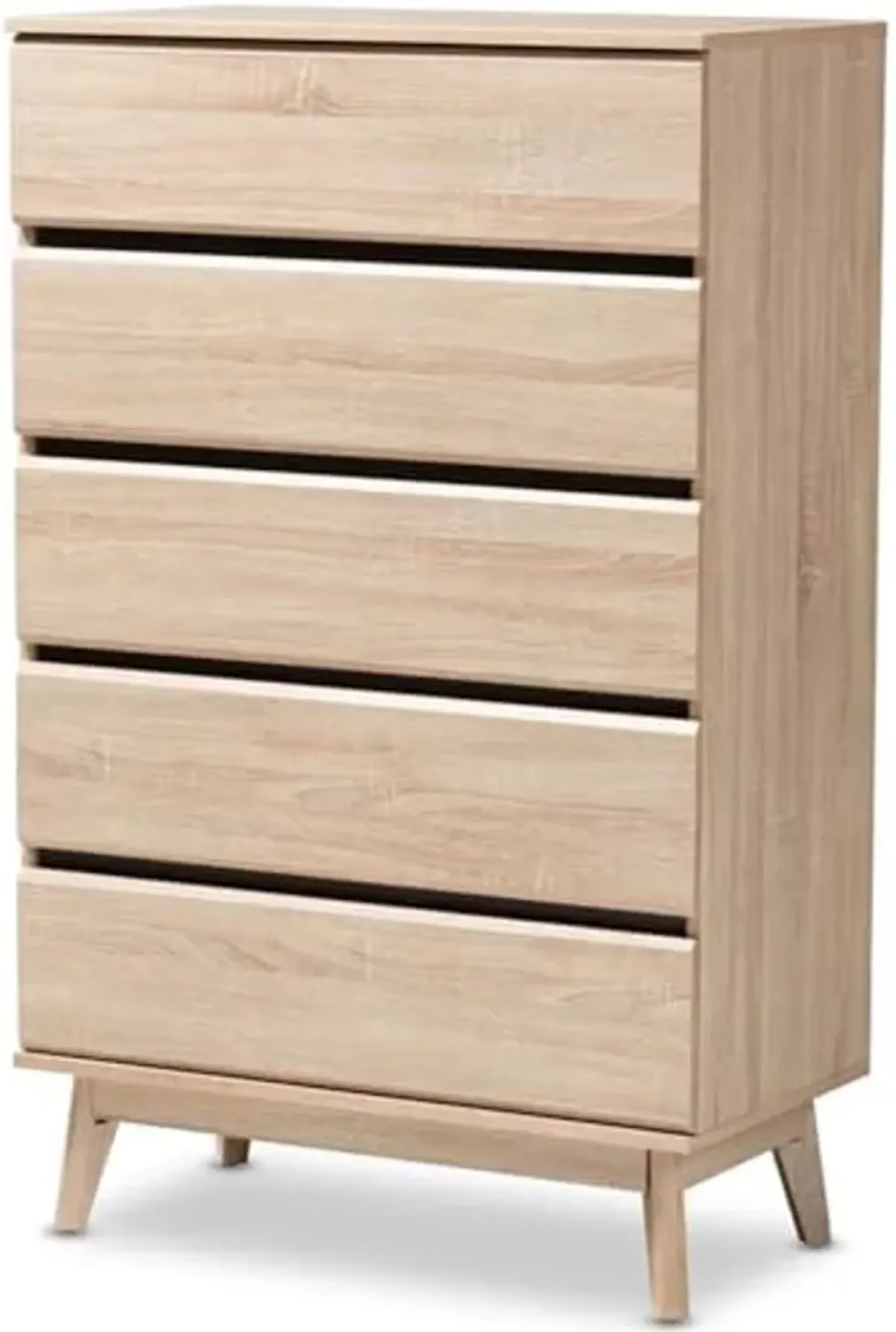 Baxton Studio Miren Mid-Century Modern Light Oak and Dark Grey 5-Drawer Chest