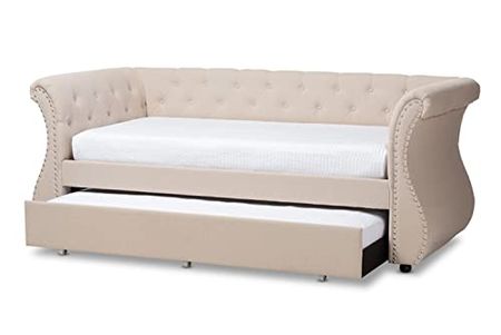 Baxton Studio Cherine Classic Tufted Daybed with Trundle in Beige