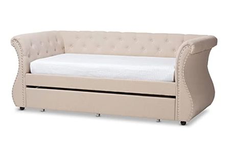 Baxton Studio Cherine Classic Tufted Daybed with Trundle in Beige