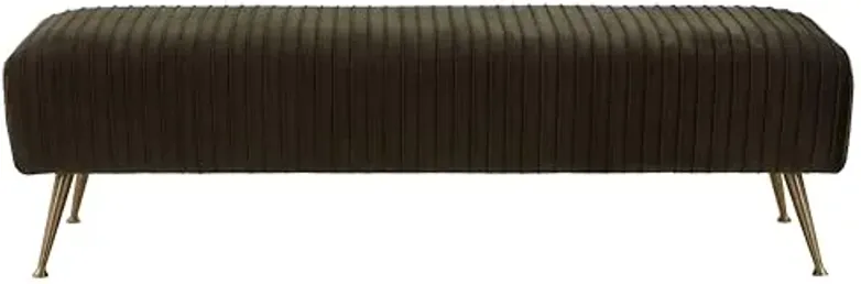 Safavieh Home Collection Salome Giotto Shale and Antique Brass Velvet Bench