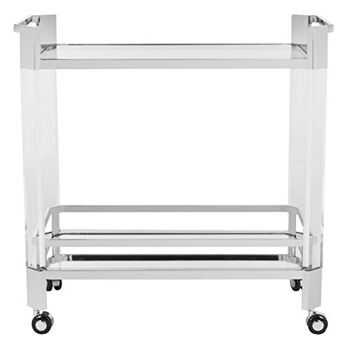 Safavieh Home Collection Gianna Glass Trolley Bar Cart, Clear/Silver