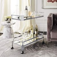 Safavieh Home Collection Gianna Glass Trolley Bar Cart, Clear/Silver