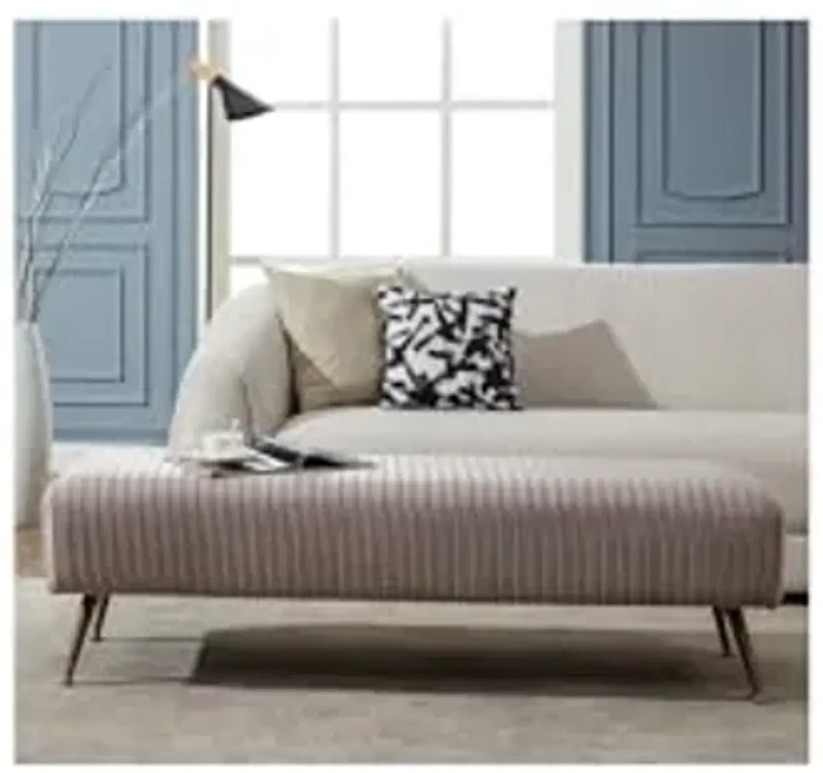 Safavieh Home Collection Salome Giotto Shale and Antique Brass Velvet Bench