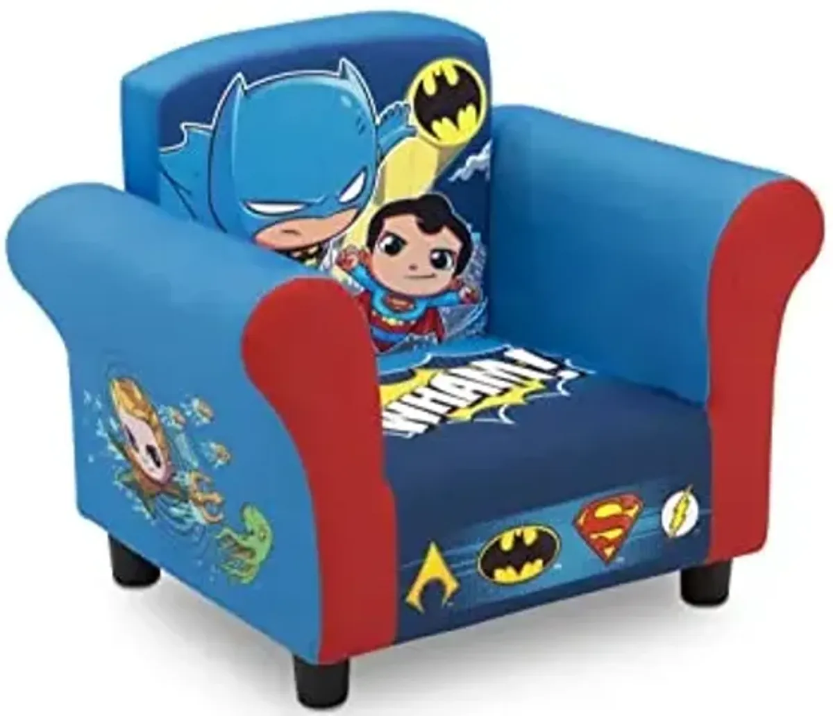 Delta Children Kids Upholstered Chair, DC Super Friends | Superman | Batman | The Flash | Aquaman