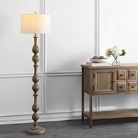 Safavieh FLL4031A Home Collection Glendora Brown Wooden Finish Floor Lamp, White