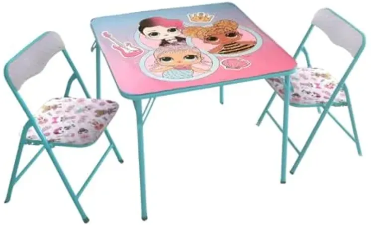 LOL Surprise Kids Table and Chair Set,3 Piece Square Activity Table with 2 Chairs for Toddlers & Children, Ages 3+