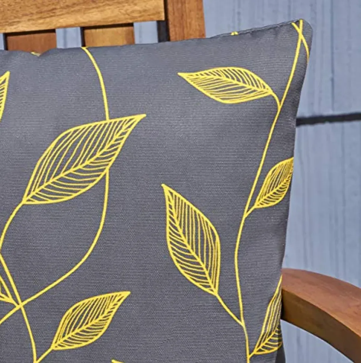 Christopher Knight Home Georgia Outdoor Cushion, 17.75" Square, Cute Leaves, Yellow, Gray, Green