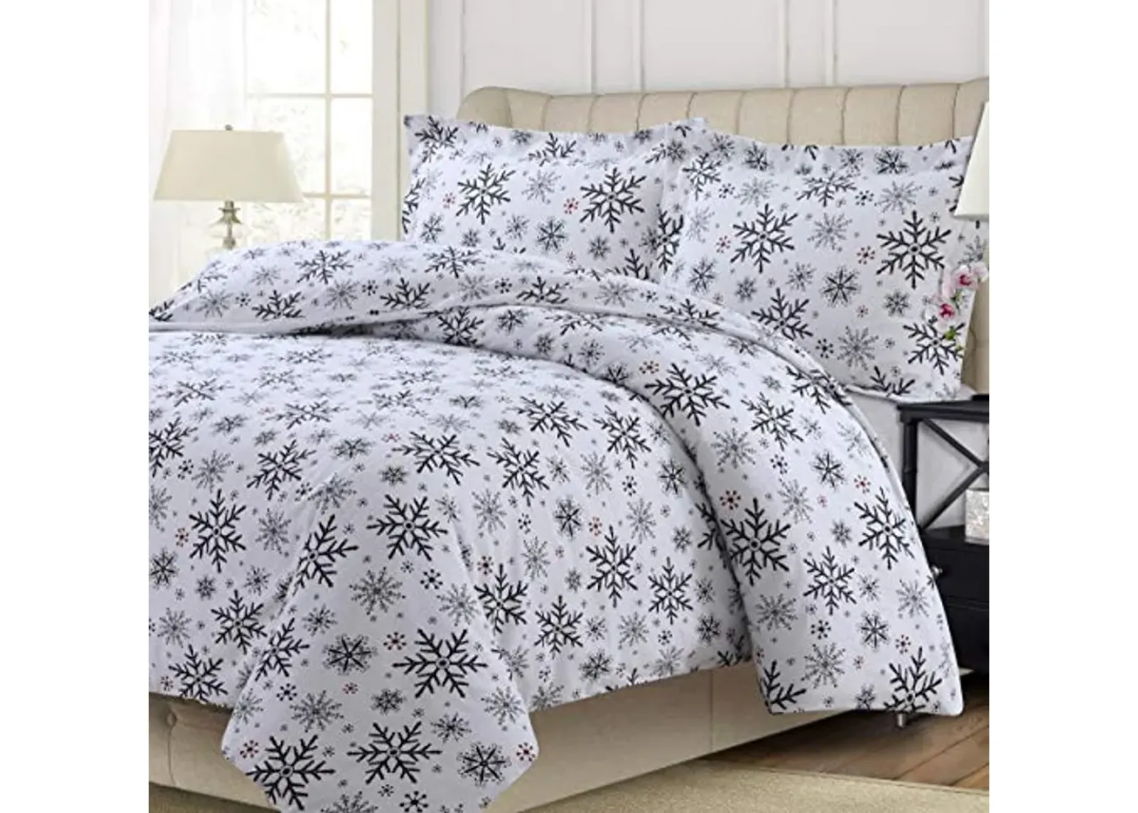 Tribeca Living LISNODUVETKIDB Duvet Set, King, Let it Snow Blue