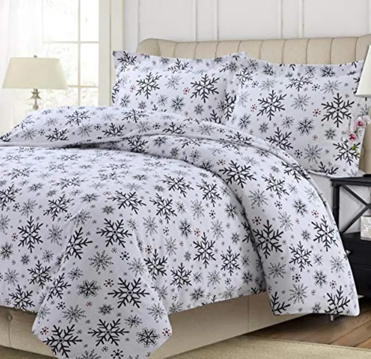 Tribeca Living LISNODUVETKIDB Duvet Set, King, Let it Snow Blue