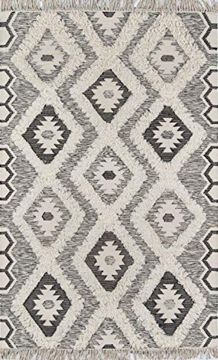 Novogratz by Momeni Indio Sierra Hand Woven Wool Area Rug, Black, 5' X 7'