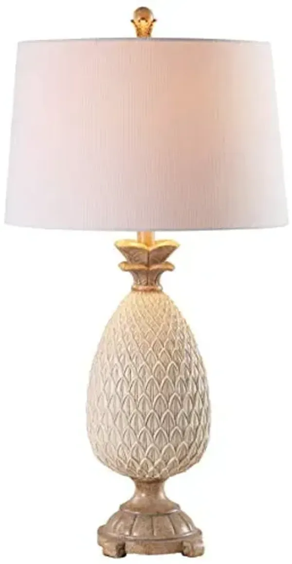 SAFAVIEH Lighting Collection – Briar Set of 2 Coastal Pineapple Table Lamps, Antique Cream & Brown Resin Design, LED Bulbs Included (TBL4120A-SET2)
