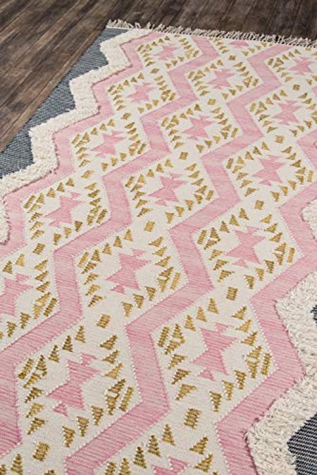 Novogratz by Momeni Indio 100% Wool Hand Made Contemporary Area Rug, 5' X 7', Pink