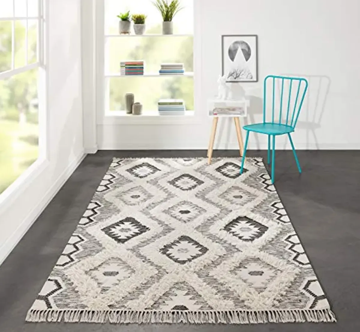 Novogratz by Momeni Rugs Indio 100% Wool Hand Made Contemporary Area Rug, 2'3" X 7'10" Runner, Black (INDIOIND-5BLK237A)