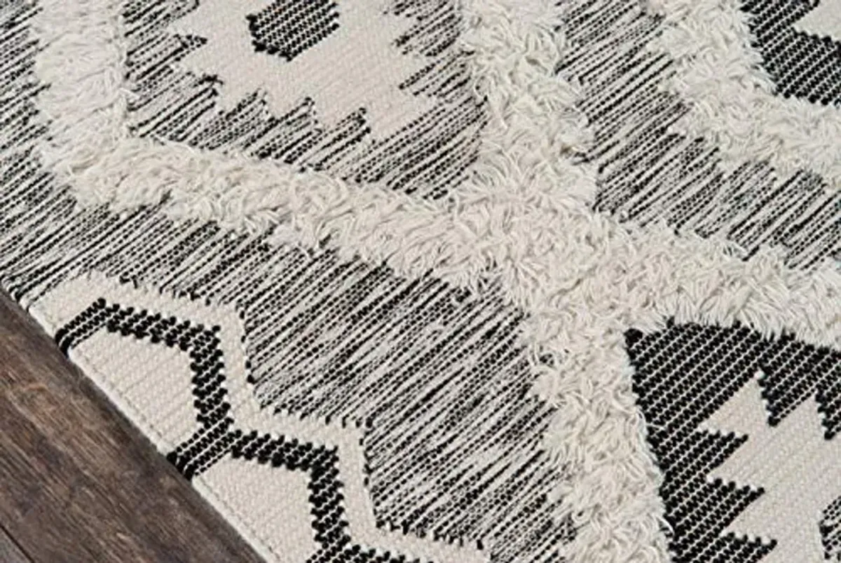 Novogratz by Momeni Rugs Indio 100% Wool Hand Made Contemporary Area Rug, 2'3" X 7'10" Runner, Black (INDIOIND-5BLK237A)